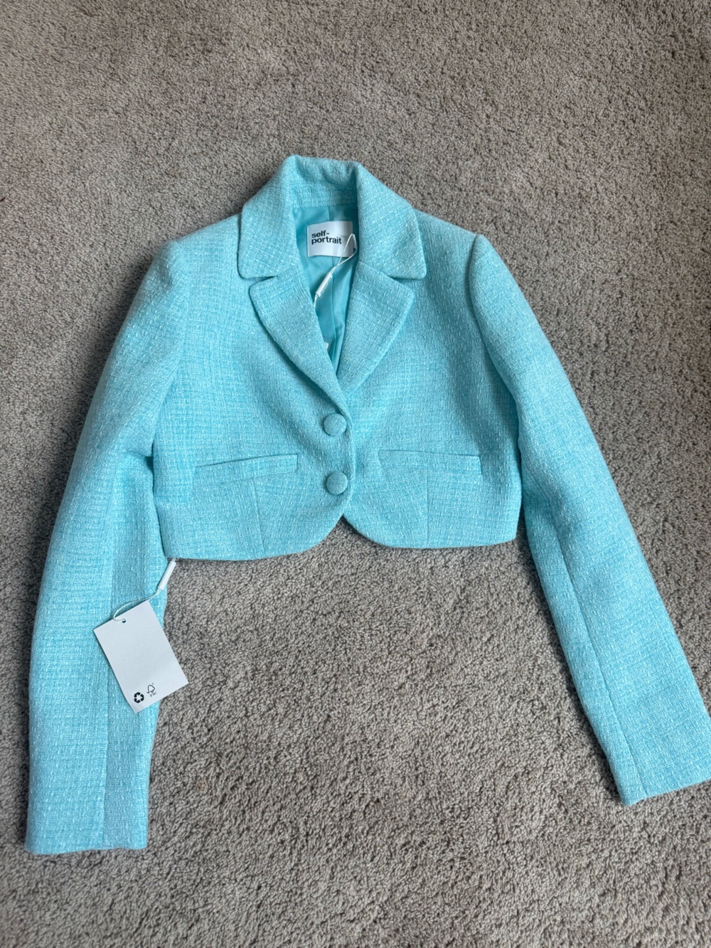 Self-Portrait Aqua Tweed Jacket and Skirt